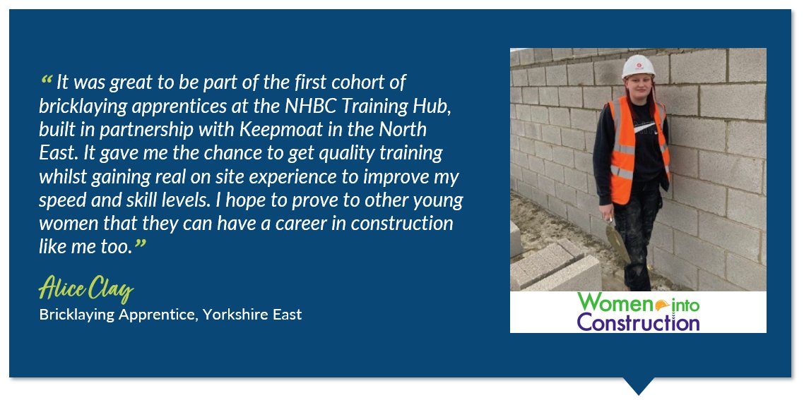 Alice Clay joined us as a #Bricklaying Apprentice and was part of the first cohort at our NHBC Training Hub in Scotswood. She is proof that young women have a place within the industry. Here’s what she had to say when she first started. #WomenInConstructionWeek #Bricklaying