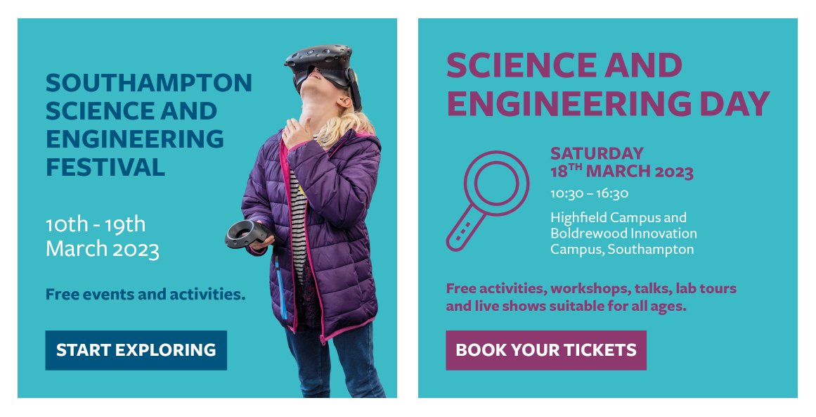 We are very much looking forward to the Science and Engineering Festival/Day at #Southampton University. Full details: sotsef.co.uk #STEM