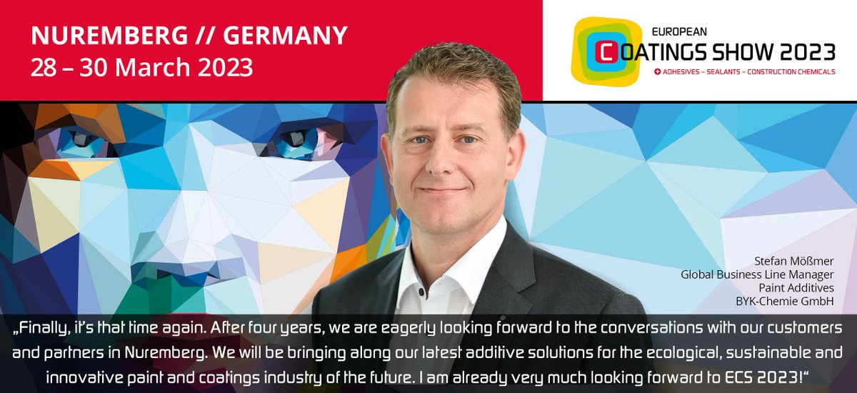 Have you already heard the latest news from the industry? 🗣️ 
The #ECS2023 is getting closer: buff.ly/3lzTseP
Looking forward to meeting you in Nuremberg.
#europeancoatings #coatingsconference #coatingsshows #coatingsindustry #coatings
