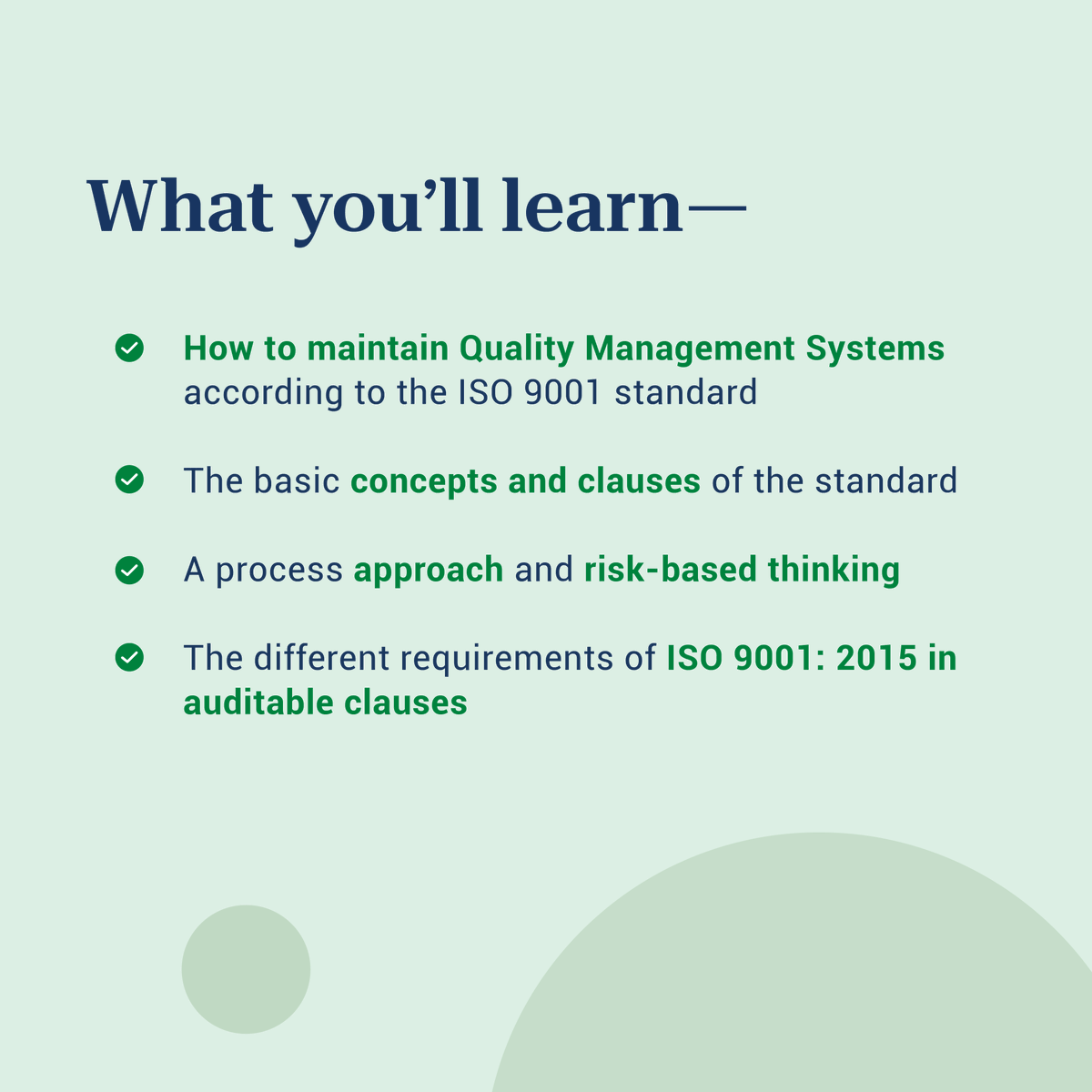 Alison_Learning's tweet image. This free online #ISO9001 course offers a framework for organisations to implement and maintain a successful #QualityManagementSystem. Enrol and gain expertise that will make you a valuable asset for companies worldwide.

🔗ow.ly/J03s50N1wk8

#Alison #EmpowerYourself
