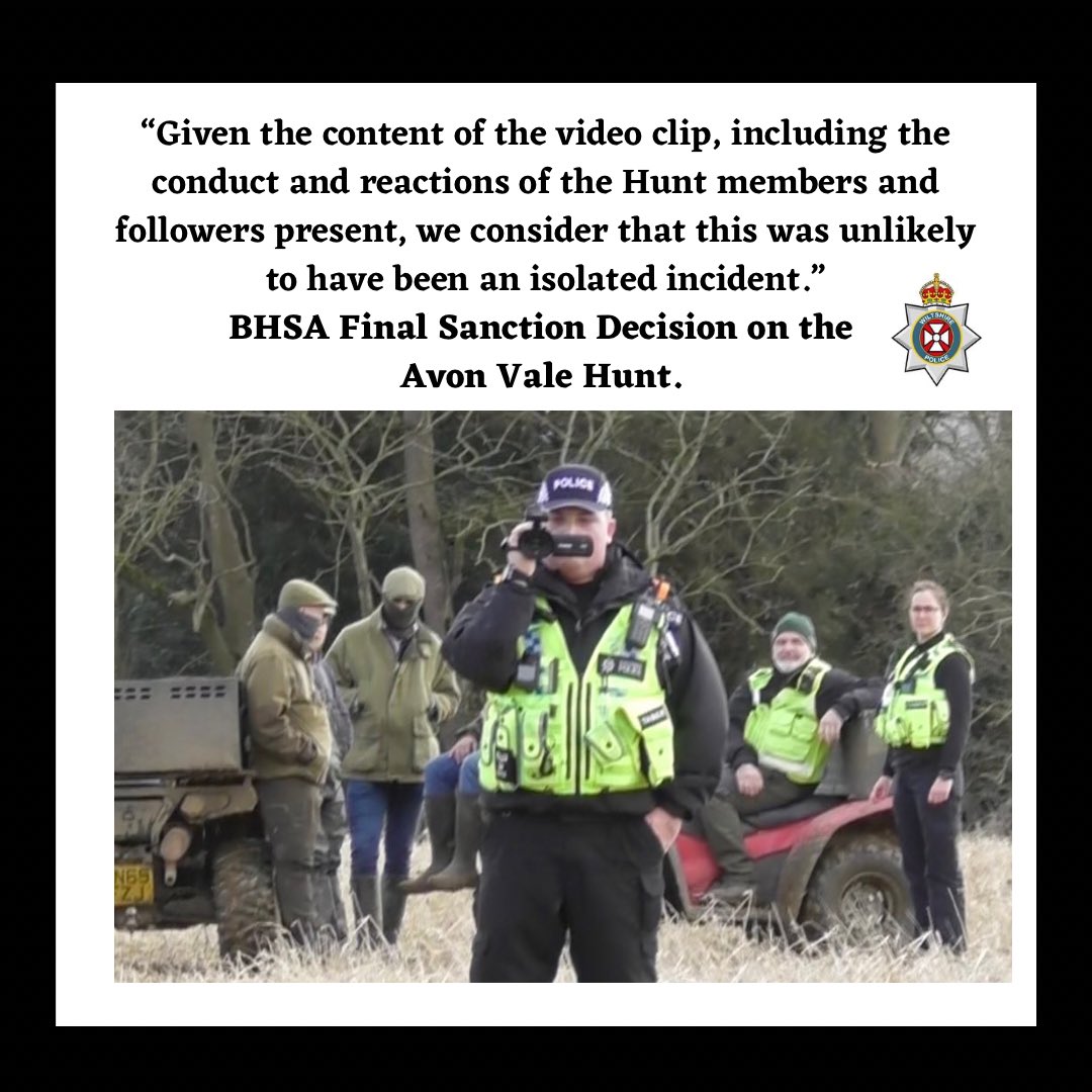 Wiltshire Hunt Saboteurs (@wiltshuntsabs) on Twitter photo For two decades, <a href="/wiltshirepolice/">Wiltshire Police</a> turned their backs to the hunt enabling them to commit prolific wildlife crime. Why? Why would they do that? No foxhunting officers in the Police. Please keep asking them and demanding answers. For two decades, <a href="/wiltshirepolice/">Wiltshire Police</a> turned their backs to the hunt enabling them to commit prolific wildlife crime. Why? Why would they do that? No foxhunting officers in the Police. Please keep asking them and demanding answers.