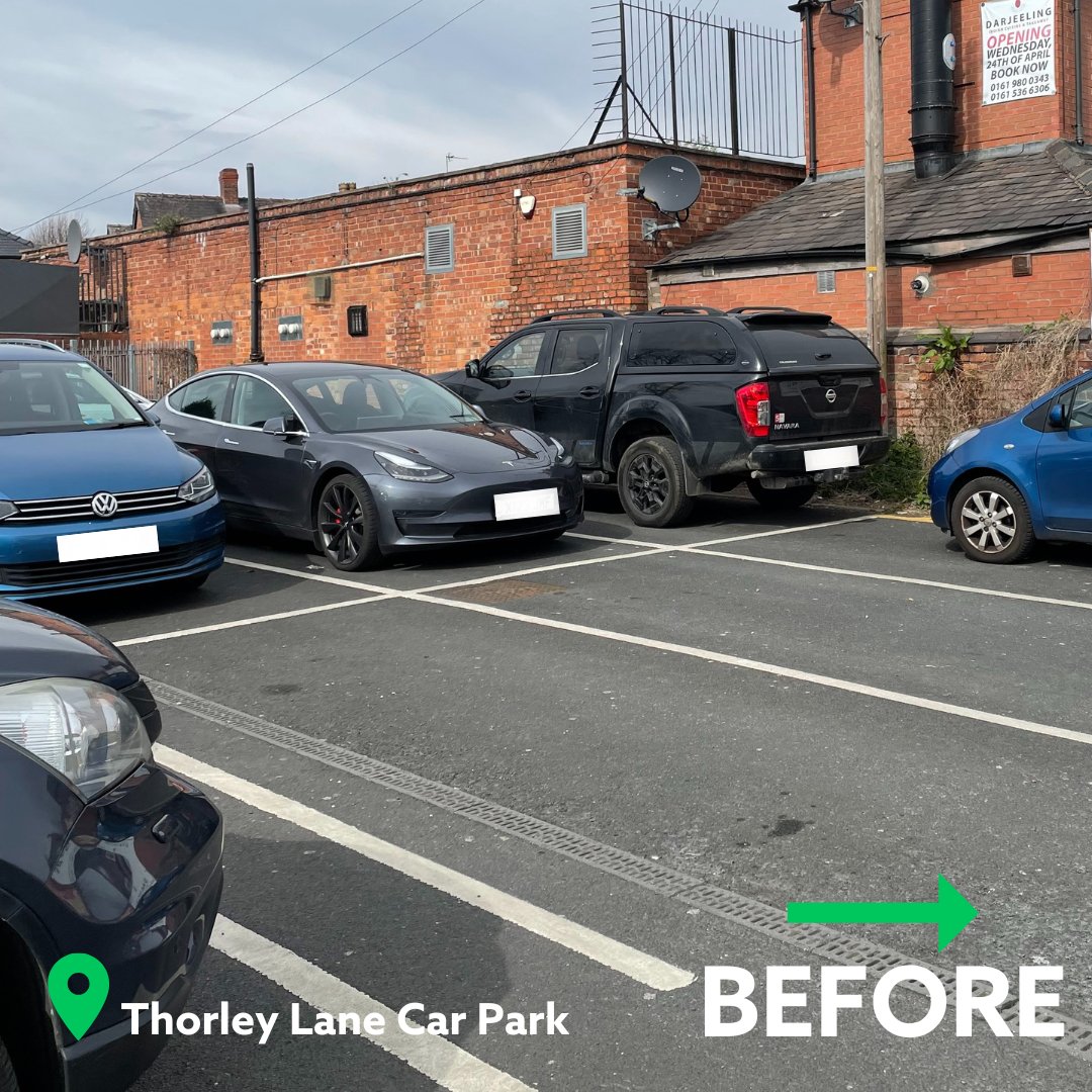BeEV_Charging's tweet photo. Before VS After 🙌

We transformed Thorley Lane Car Park in #Altrincham into an #EVCharging friendly spot! 

Do you have the perfect charging site in mind? Reach out to us at https://t.co/X8c4FXHAb3 https://t.co/Xv7yfYYtSX