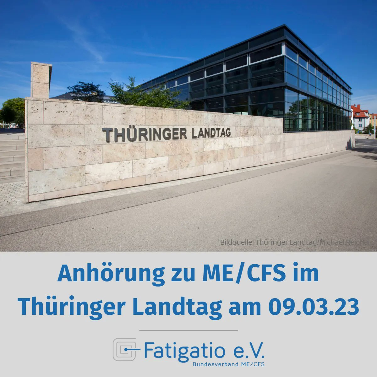 09. März 2023 - Öffentliche Anhörung von Sachverständigen im Gesundheitsausschuss des <a href="/ThuerLandtag/">Thüringer Landtag</a> zu #MECFS um 10.00 Uhr

Die Patientenseite wird vertreten von <a href="/FatigatioeV/">Fatigatio e.V. - Bundesverband ME/CFS</a>, <a href="/dg_mecfs/">Dt. Ges. für ME/CFS</a>, <a href="/LVStiftung/">Lost Voices Stiftung</a>, @POTSDys und <a href="/loy_daniel_de/">Dr. Daniel Loy</a> für #SIGNforMECFS.

1/3