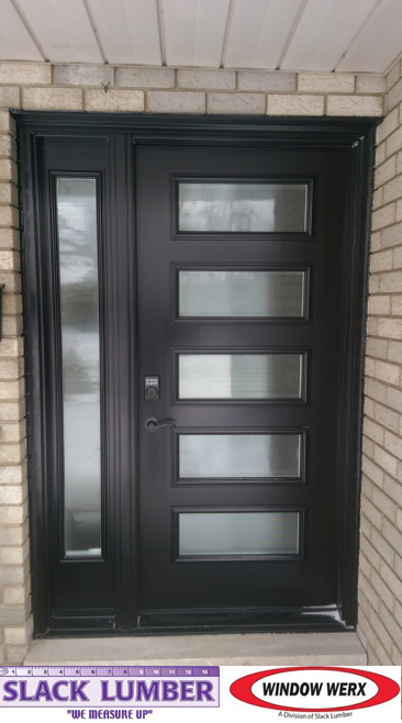 Modern touch to spruce up your entrance. Contact the #window and #door experts at #slacklumber and #windowwerx