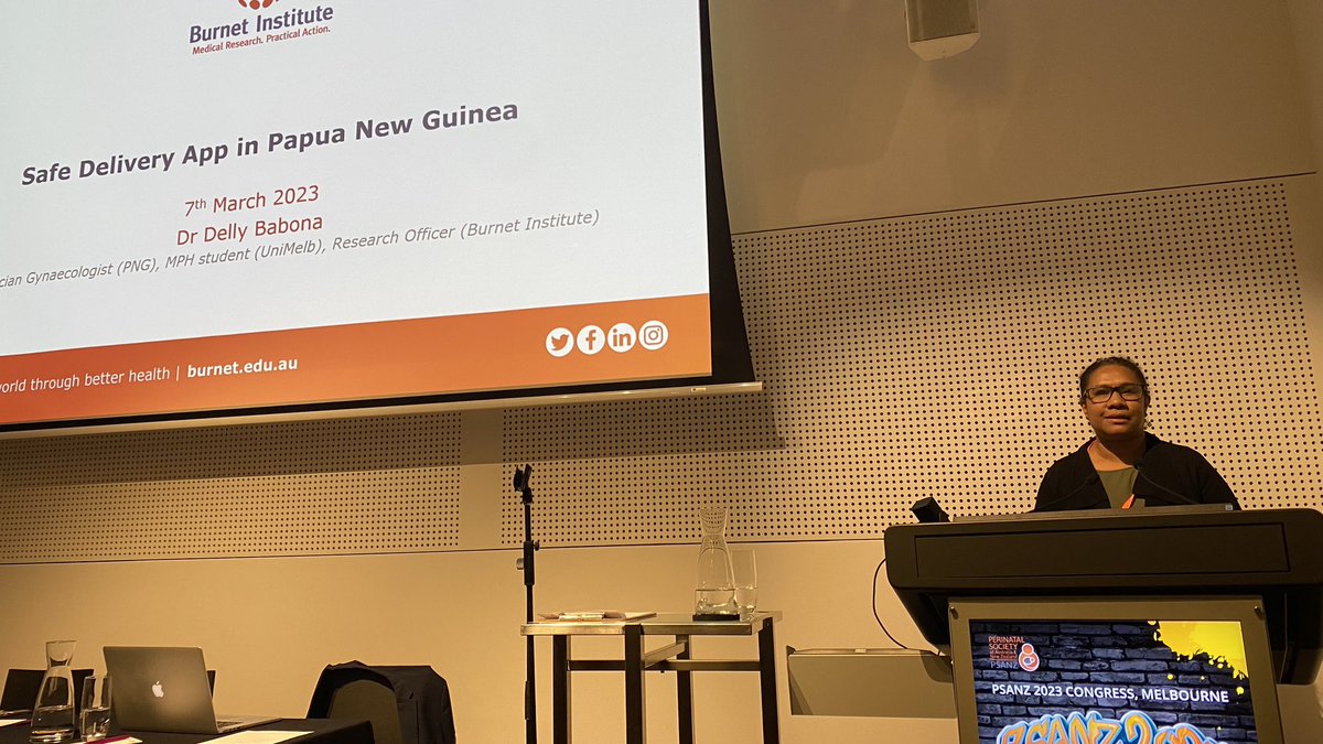 CarolineHomer's tweet photo. What a fabulous presentation by Delly Babona @BurnetInstitute @KirbyInstitute on our work on the Safe Delivery App @pngimr @unfpapng @MaternityF @lisa_vallely in PNG @DuroTitilola #PSANZ2023 https://t.co/cpzMnj0lIk