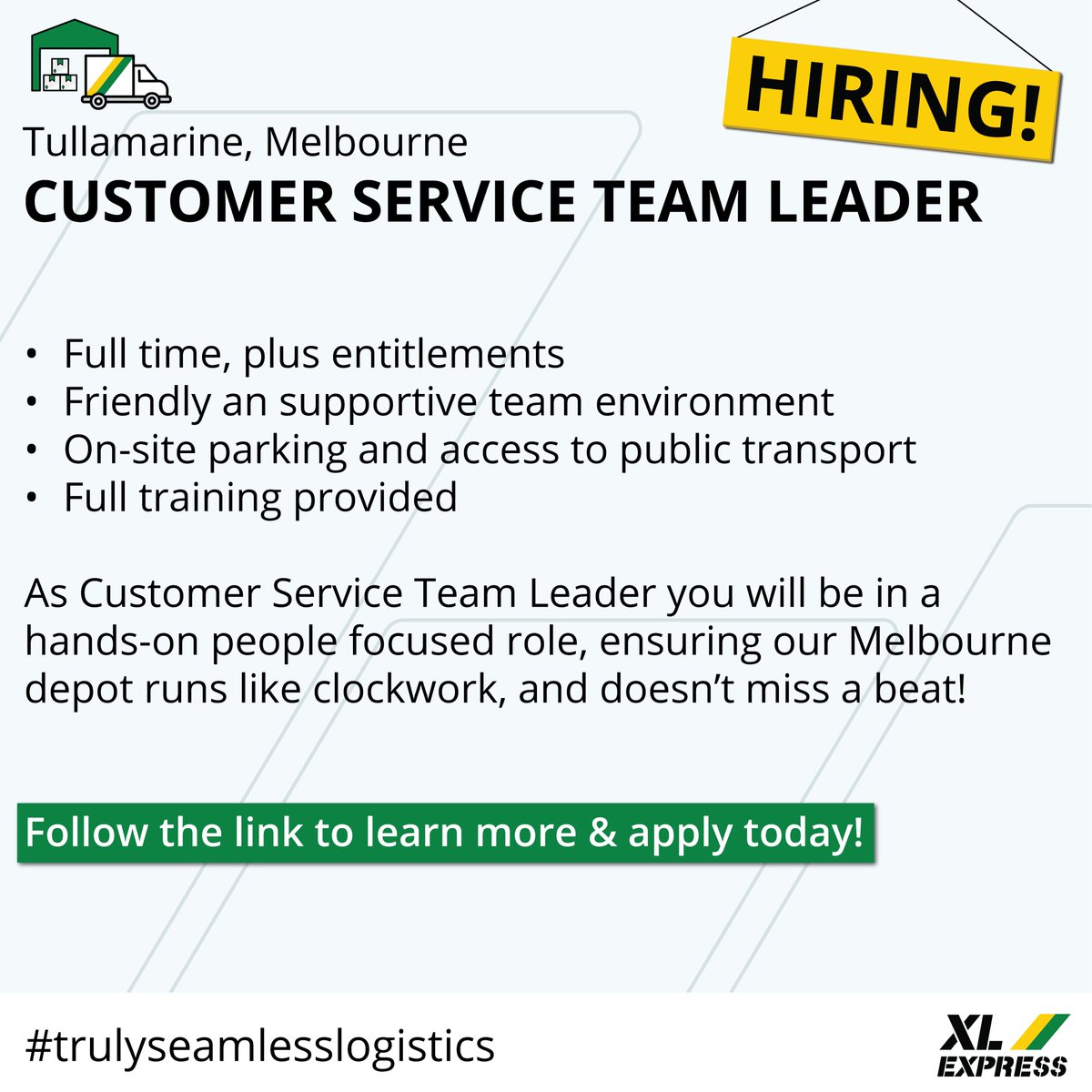 XLExpressAUS's tweet photo. View all of our available roles at https://t.co/JghSV6DIyK

We're always looking for enthusiastic and vibrant people to join the team here at XL Express. Are you looking for work? Explore our careers page to discover a role that is right for you!

#hiring #transportjobs https://t.co/pQ4DQi6zQB