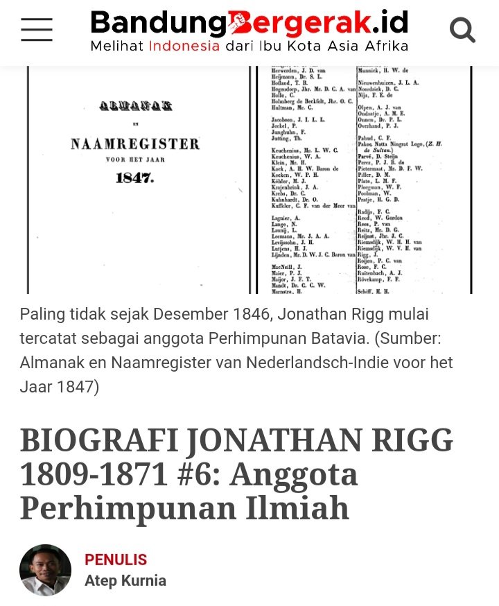Aksara_Atep's tweet photo. Karier kepenulisan Jonathan Rigg didukung dengan keterlibatannya sebagai anggota Perhimpunan Batavia untuk Seni dan Ilmu Pengetahuan serta Perhimpunan Ilmu Alam di Hindia Belanda antara 1846-1867. 

https://t.co/ergomI5oSK

#biografijonathanrigg #jonathanrigg #batavia #jasinga https://t.co/vJ9aSyFE4S