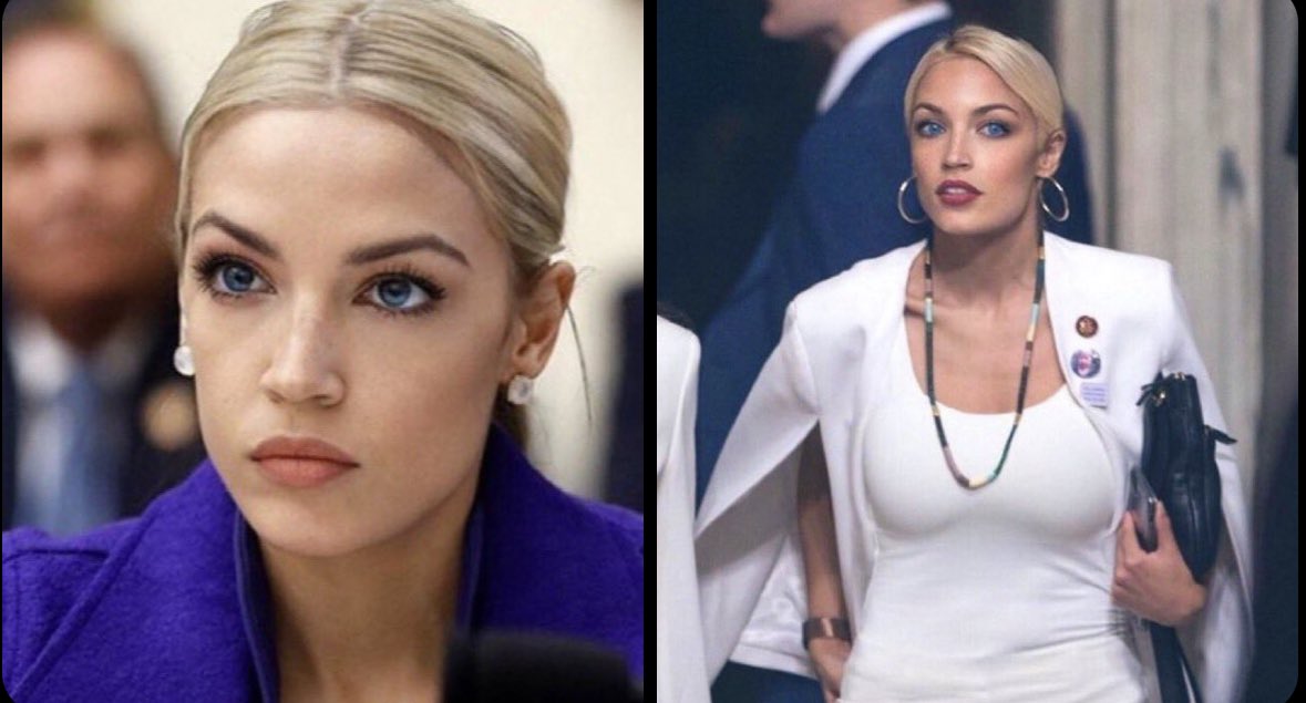 Somewhere in a parallel universe blonde AOC is valiantly defending our freedom of speech and the unborn's right to life