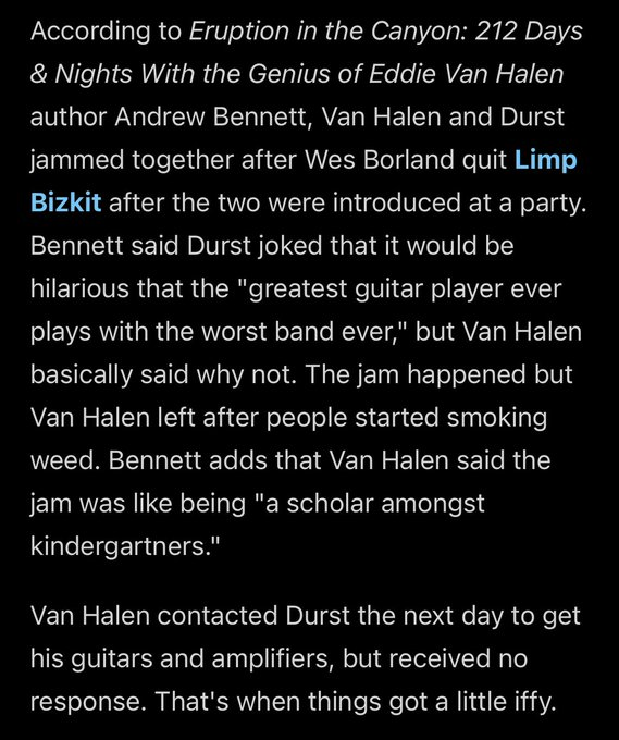 numetal_moment's tweet photo. Eddie Van Halen holds Fred Durst at gunpoint until he returns his guitar equipment (2002) https://t.co/wBDkG8qdB4