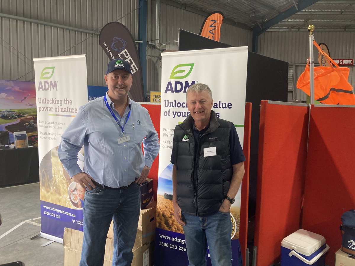 ADM Australia (@admaustralia) on Twitter photo Great to be out and about after a big harvest. <a href="/petersid09/">Peter Sidley</a> & <a href="/inchman007/">Michael Vaughan</a> flying the ADM flag at the Wimmera Machinery Field Days. Drop into the Alan Heard Pavillon, say g’day, talk grain markets, harvest and Pies and Tigers premiership aspirations!! #wimmeramachineryfielddays Great to be out and about after a big harvest. <a href="/petersid09/">Peter Sidley</a> & <a href="/inchman007/">Michael Vaughan</a> flying the ADM flag at the Wimmera Machinery Field Days. Drop into the Alan Heard Pavillon, say g’day, talk grain markets, harvest and Pies and Tigers premiership aspirations!! #wimmeramachineryfielddays