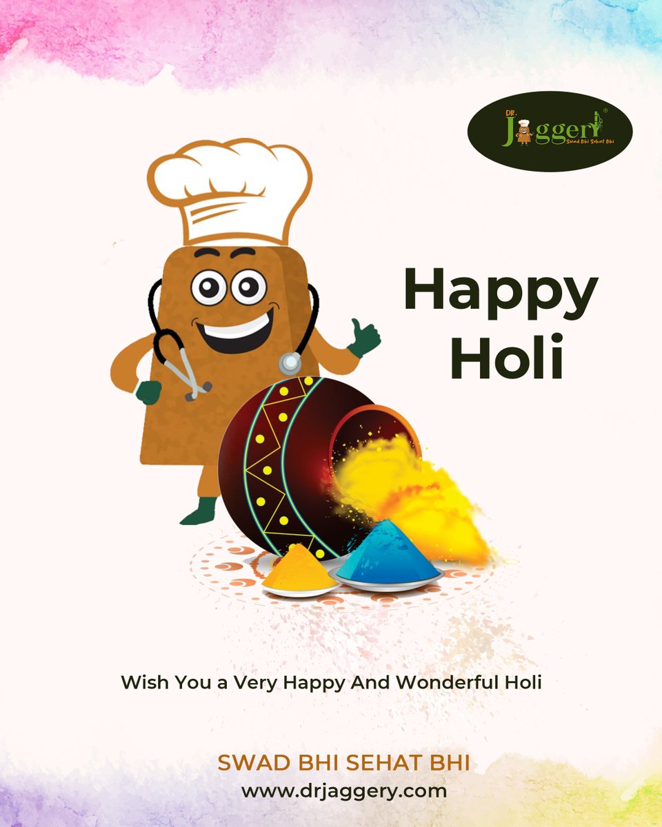 Wishing you a very happy and wonderful holi! 

May the vibrant colors of this joyous festival fill your life with love, happiness, and prosperity. 

Let's celebrate the spirit of Holi with enthusiasm and spread joy and cheer to all around us.

Happy Holi from Dr.Jaggery! 

#holi