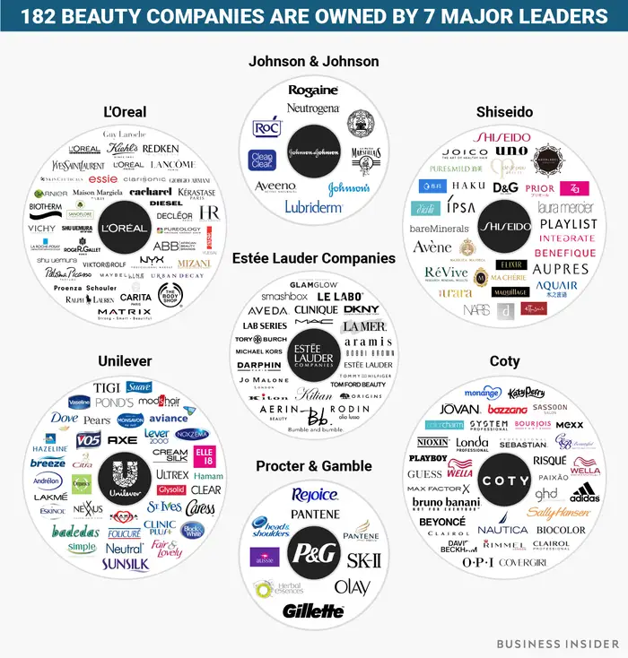 QCompounding's tweet photo. 7 Companies control the entire beauty market: https://t.co/OzkMa5TROf