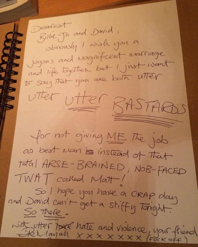 eric_ernie_col's tweet image. #RikMayall would have been 65 today. I loved him dearly…

…I once wrote to him when I was going to be my Best Mates, Best Man at his wedding. 

We got a reply…