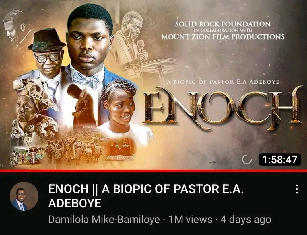 gospelfilmsng's tweet photo. ENOCH movie hits 1,000,000 views on Damilola Mike-Bamiloye's YouTube channel within 4days of upload.

Are you part of this 1million viewers? Reply YES if you are..... ❤️ https://t.co/0xEOBisdWm
