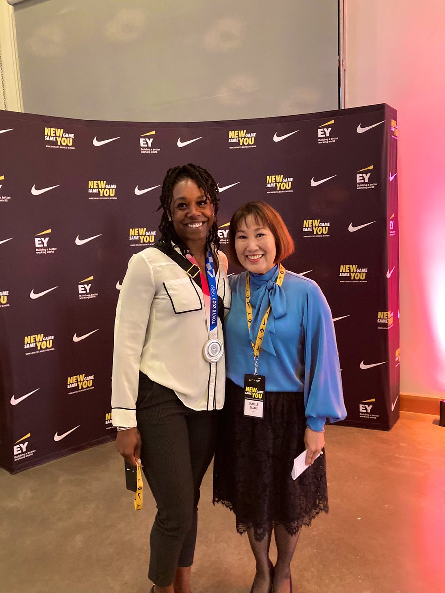 JanelleSasaki's tweet photo. It was a great start to the EY Women Athletes Business Network (WABN) Leadership Roundtable with featured speaker and WABN Alumni, Teahna Daniels sharing her track &amp; field journey to becoming an Olympic medalist in the 4x100m women’s relay. #newgamesameyou https://t.co/aB441bEO16