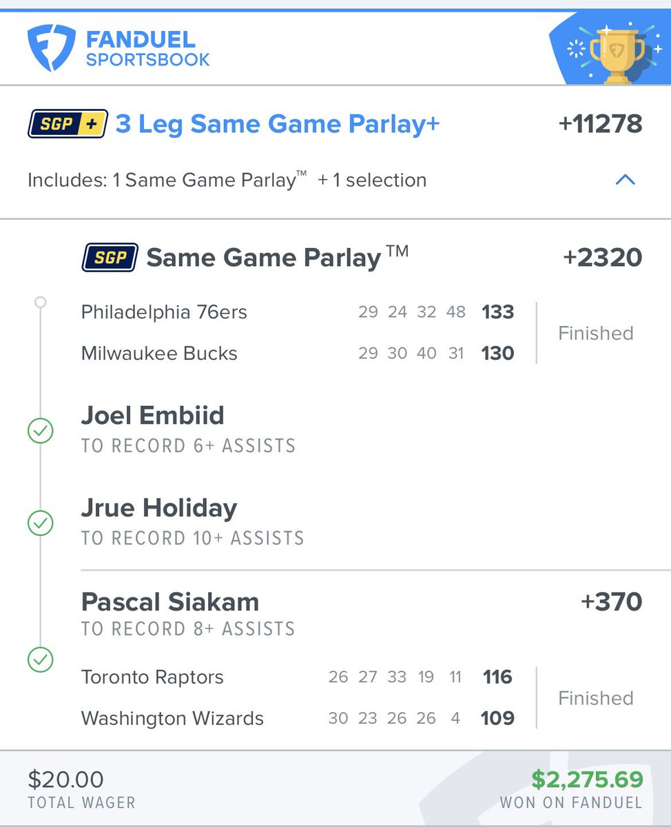 hollywood_picks's tweet image. The official green ticket from March 4th. They just now updated pascal siakam to 8 assist after I said something. Isn’t she lovely? 🚀✅💰

$20 ➡️ $2300