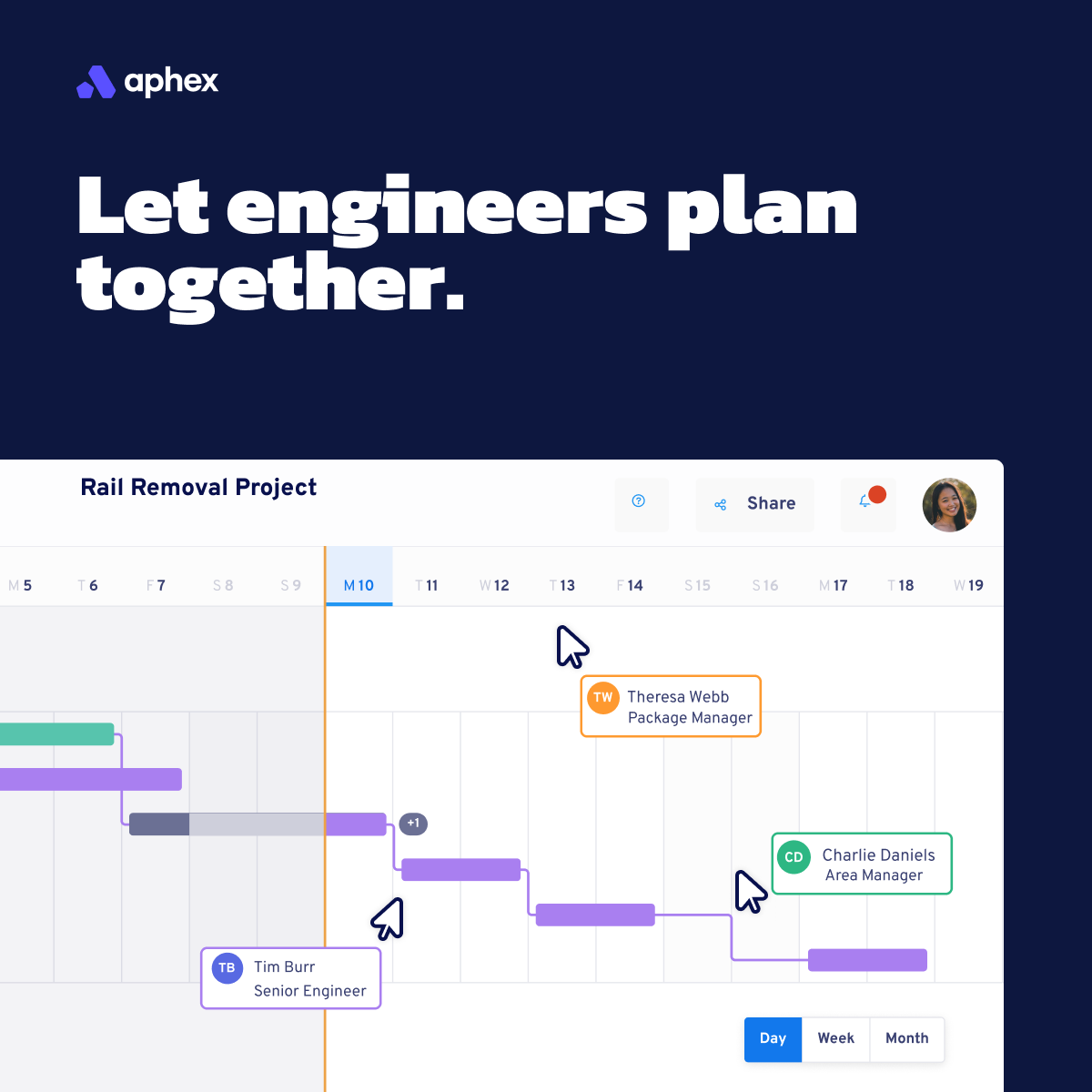 AphexHQ's tweet image. Watch our demo with totally no strings attached to see how:

hubs.ly/Q01CZZbM0

Aphex was made to help delivery teams move away from time-intensive tools, and toward a quicker way to work together.

#shorttermplan #constructionplan #engineering #projectmanagement