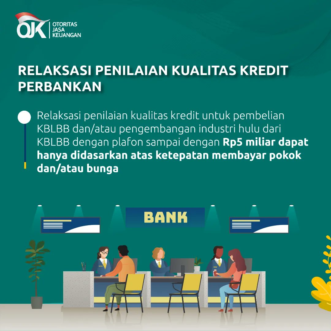 ojkindonesia's tweet photo. Kita akan kupas satu-satu nih apa saja insentif yang telah OJK berikan. Pertama, kita lihat insentif di sektor Perbankan yuk!

#OJKIndonesia #Keuangan #KBLBB #RamahLingkungan #KendaraanListrik #MobilListrik #MotorListrik #Perbankan #InsentifOJK #Proaktif #Kolaboratif https://t.co/v3RQoDwink