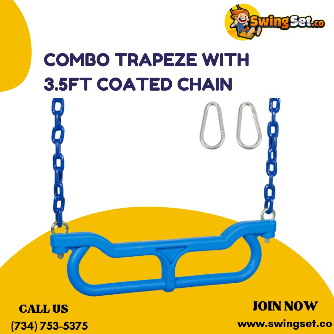 SwingsetCo's tweet image. Looking for a fun and challenging addition to your swing set? Look no further than our Combo Trapeze with 3.5ft coated chain! 🌳🤸‍♀️
.
.
Buy Now : bit.ly/3IXE3gn
.
.
#swingsetco #swingset #combotrapeze #swingsetfun #outdooradventures #familytime #qualitycrafted