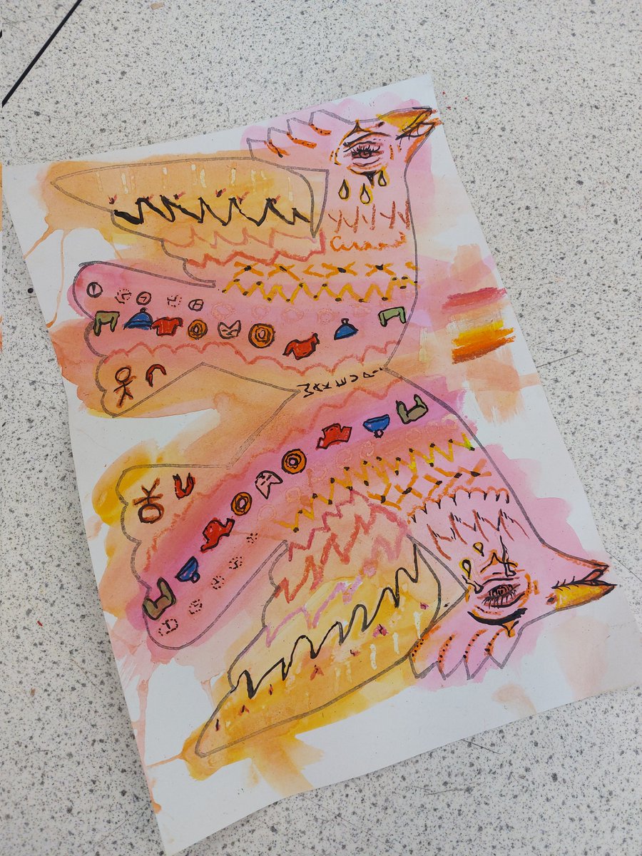 MissSwiderska's tweet photo. A great last lesson with one of my Yr 10 groups yesterday using oil pastel, watercolour and black ink to create mark making and texture on our #MarkHearld inspired birds 🐦 they will add collage next lesson! #EndOfPlacement #Progress #Year10 #MarkMaking #Texture #TeacherTraining https://t.co/Eygg8A36hz