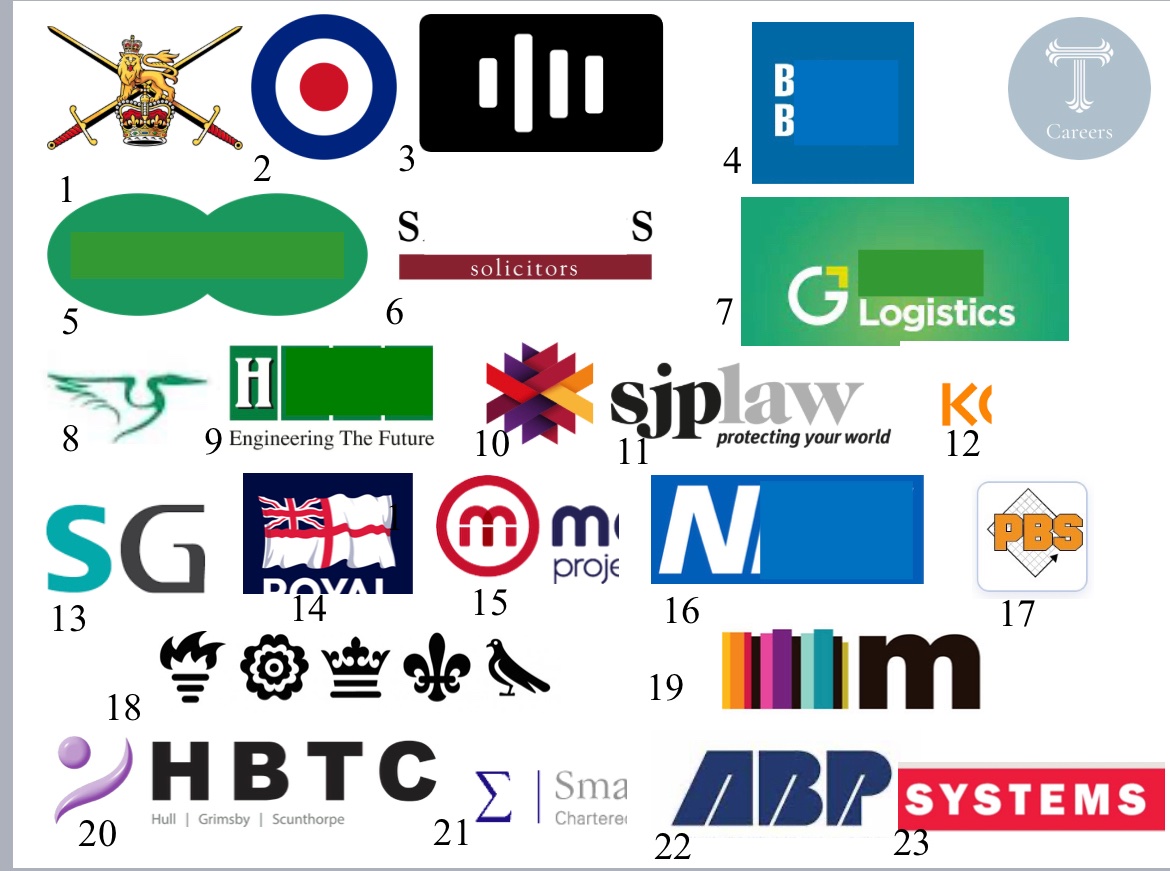 Can you guess from the logo clues which organisations will be at our <a href="/Tranby_school/">Tranby</a> Careers Fair tomorrow?