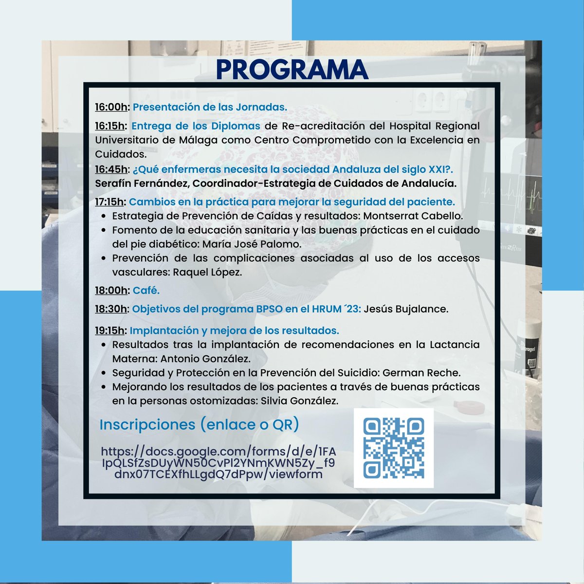 ¡Jornada Científica  del 16/03/2023 en <a href="/HRegionalMalaga/">Hospital Regional Universitario Málaga</a>!
✅Re-designación como centro #bpso
✅Mejores Prácticas Basadas en la Evidencia.
✅Mejores resultados de salud de los pacientes.
✅6 Guías Implantadas.
✅5 años.
✅130 inscritos ya. 👇
docs.google.com/forms/d/e/1FAI…
#bpsoandalucia