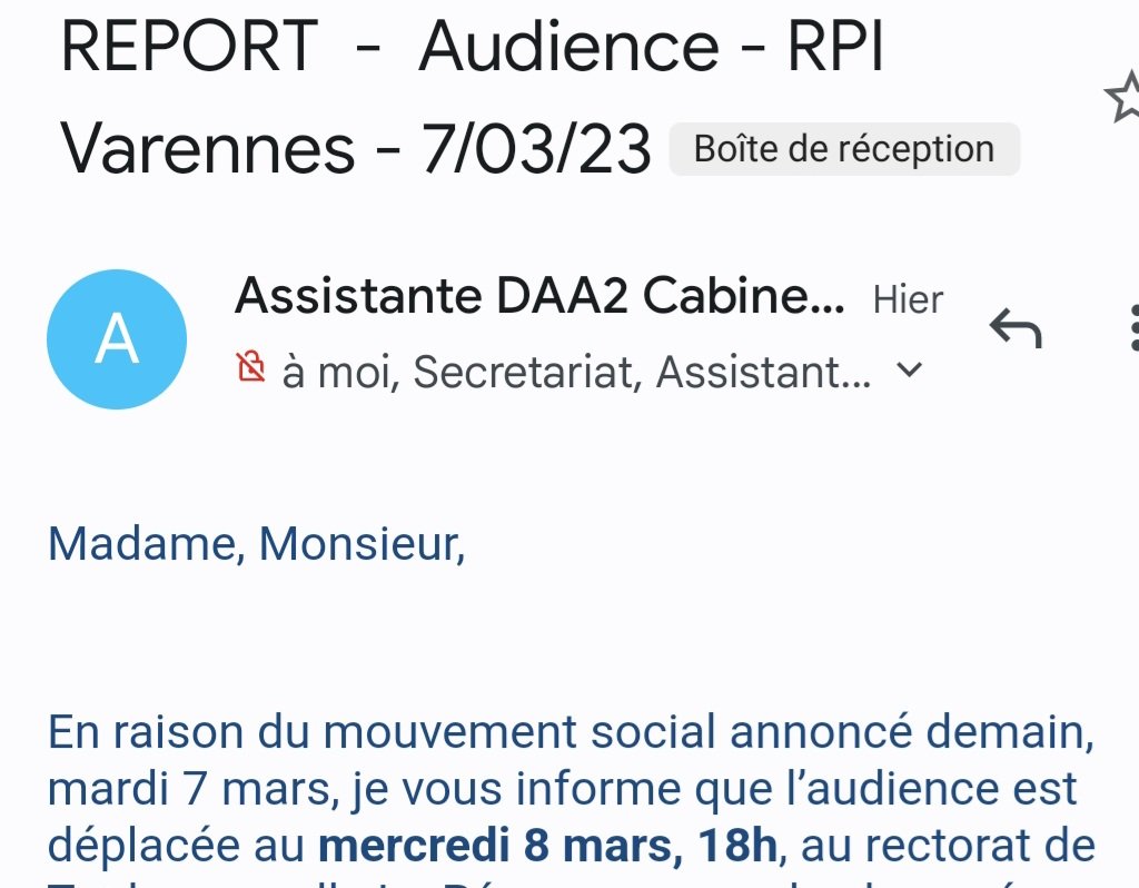 Nous serons finalement reçus ce mercredi au rectorat pour exposer nos arguments contre la fermeture d'une classe aux Varennes #lauragais