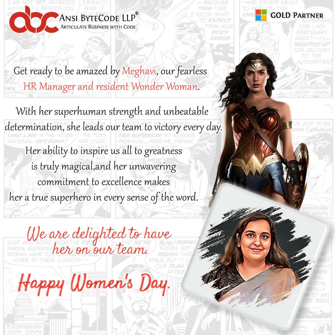AnsiByteCode's tweet image. Let's continue to uplift and support women everywhere, and work towards a future where every woman has the opportunity to reach her full potential.
#InternationalWomensDay #WomenInBusiness #SuperheroTeam #celebratingwomeneveryday #msgoldpartner #ansibytecode #mspartner #ahmedabad