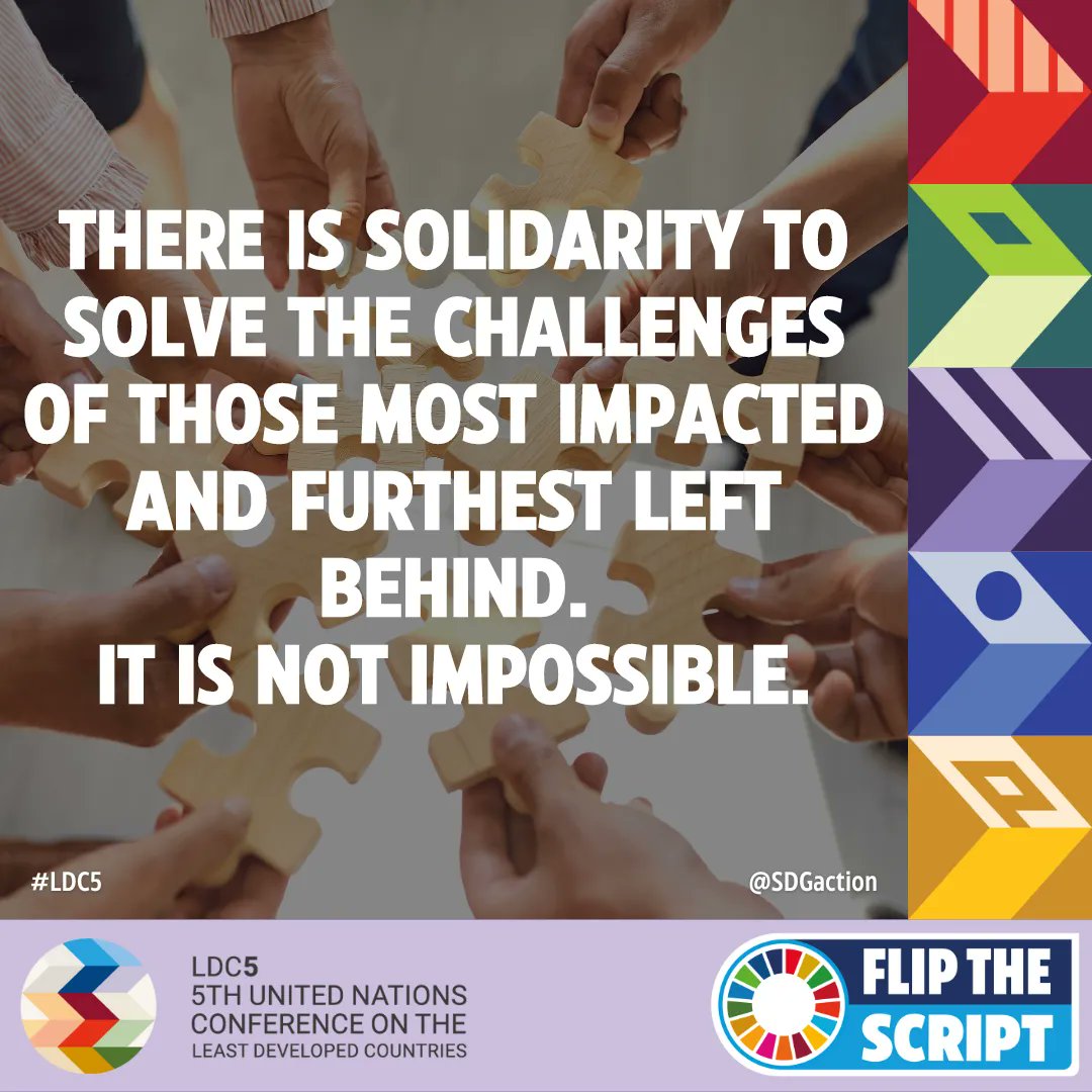 UN_Bahrain's tweet photo. There is solidarity to solve the challenges of those most impacted & the furthest #left_behind. It is not impossible.
Let's #FlipTheScript 🔄 from charity into solidarity and vulnerability into resilience. #LDC5
@UNOHRLLS ➡️ https://t.co/Ay0bHWgP9E
- via @SDGaction
#Qatar #GCC https://t.co/L0uyjexZN0