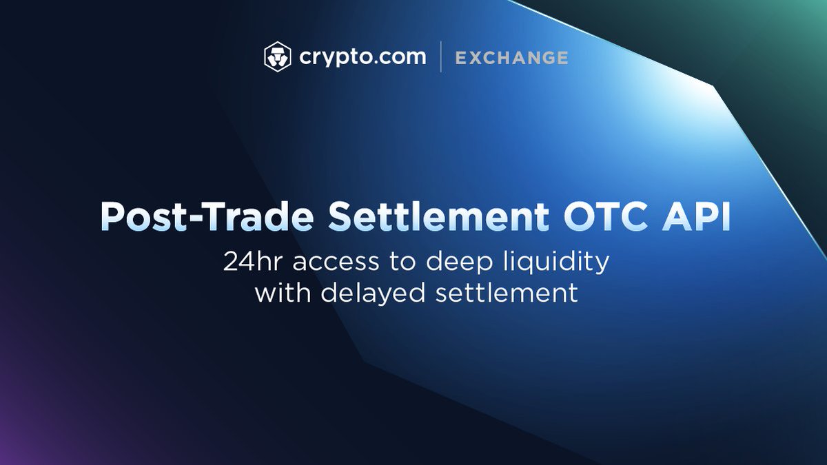 Now live in the Crypto.com Exchange:
📬 FIX &amp; REST Post-Trade Settlement OTC API

🔒 Lock in quotes for block-size transactions, with the option to settle immediately or later

👇 Find out more
crypto.com/product-news/f…