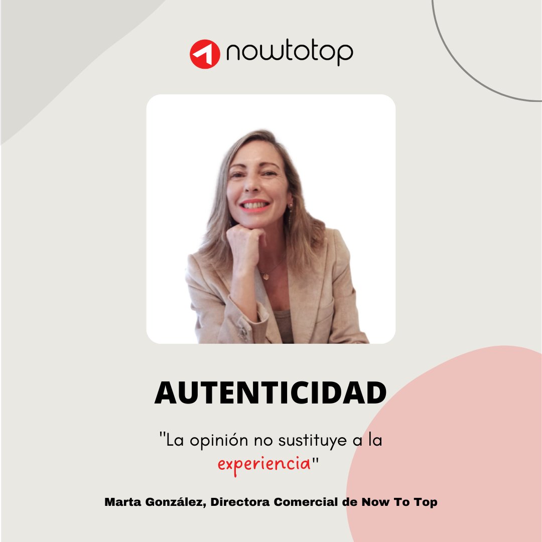 Cuando logramos ser auténticos, tenemos más clara la dirección que estamos tomando y somos menos indecisos a la hora de tomar decisiones ✅

En las marcas, enfoques B2B o personas, la autenticidad es un valor deseable 💎

Marta González, Directora Comercial de Now To Top ⭐️
