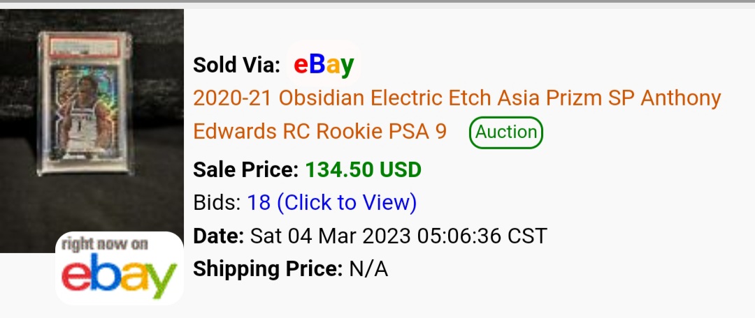 $90 shipped. PSA 9 just did $135