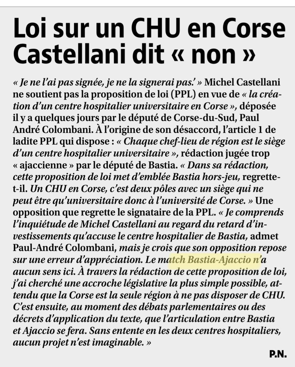 ProsperALFONSI's tweet photo. Quelle déception de lire qu’un élu nationaliste préfère qu’il n’y ait pas de CHU en Corse plutôt que de l’implanter à Ajaccio.
Cette vision campaniliste est insupportable et n’est pas à la hauteur des enjeux.
Les corses apprécieront.
Qu’en pensent les élus ajacciens de Femu ? https://t.co/eyITLrfGlj