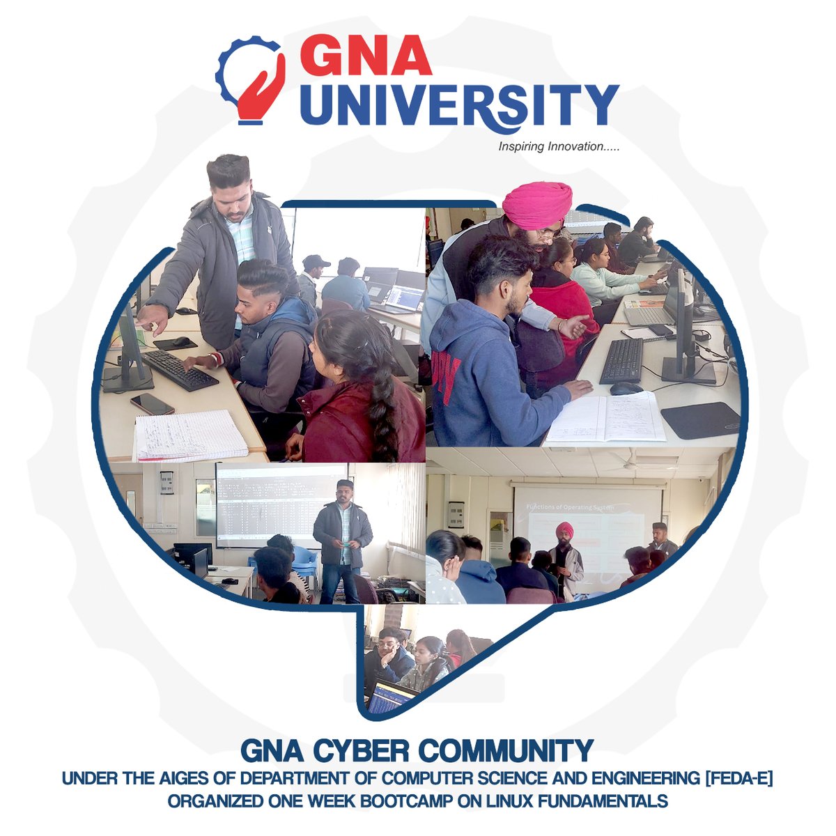 #GNA #CyberCommunity, Department of #ComputerScience and #Engineering organized one week #Bootcamp on Linux Fundamentals  which covered #LinuxBasics, Operating System Fundamentals, Linux Commands, Booting-up and Shutting Down Processes, User & #GroupManagement.