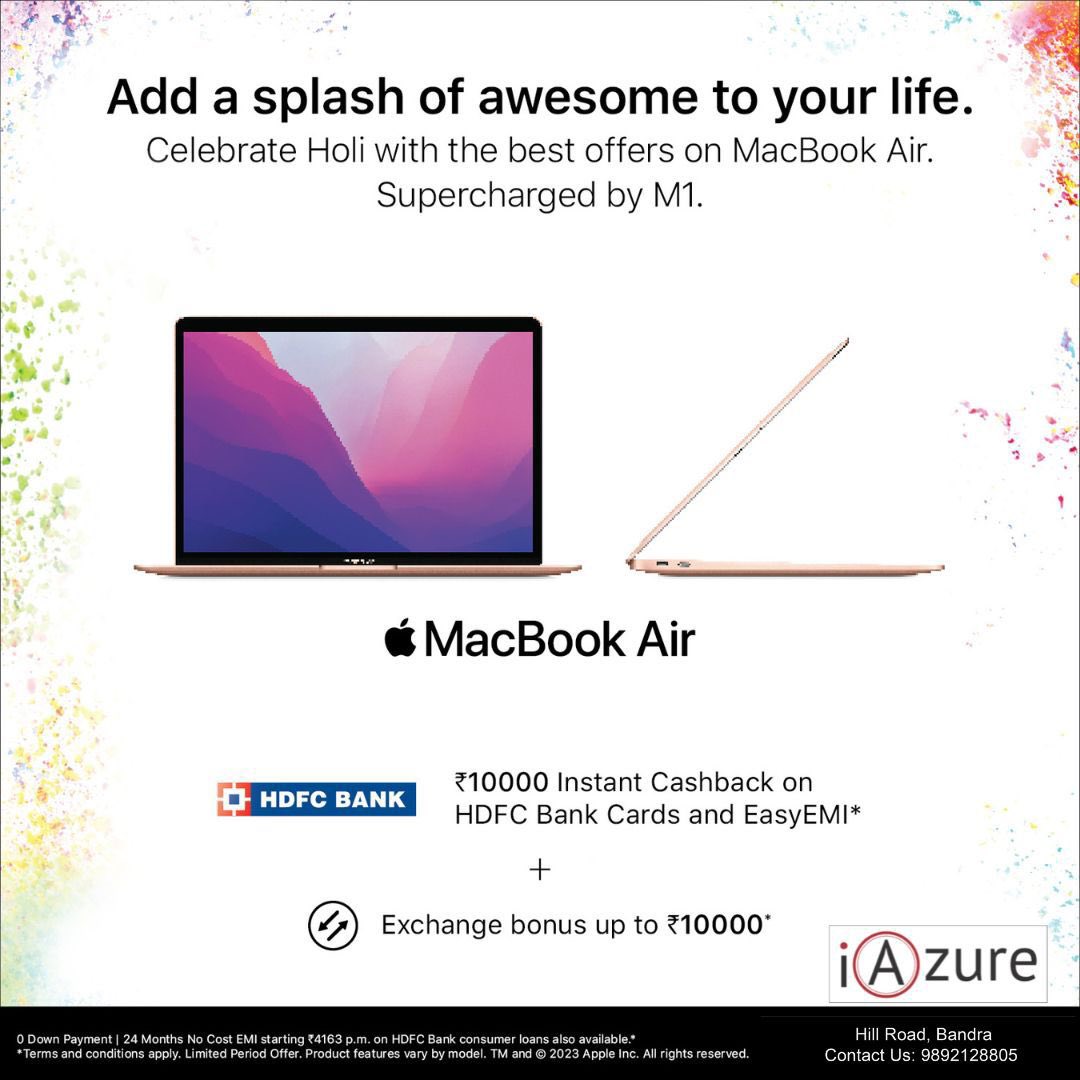 Happy Holi! 🌈 Bring colour in your life with the Apple awesomeness!                Contact 982128805