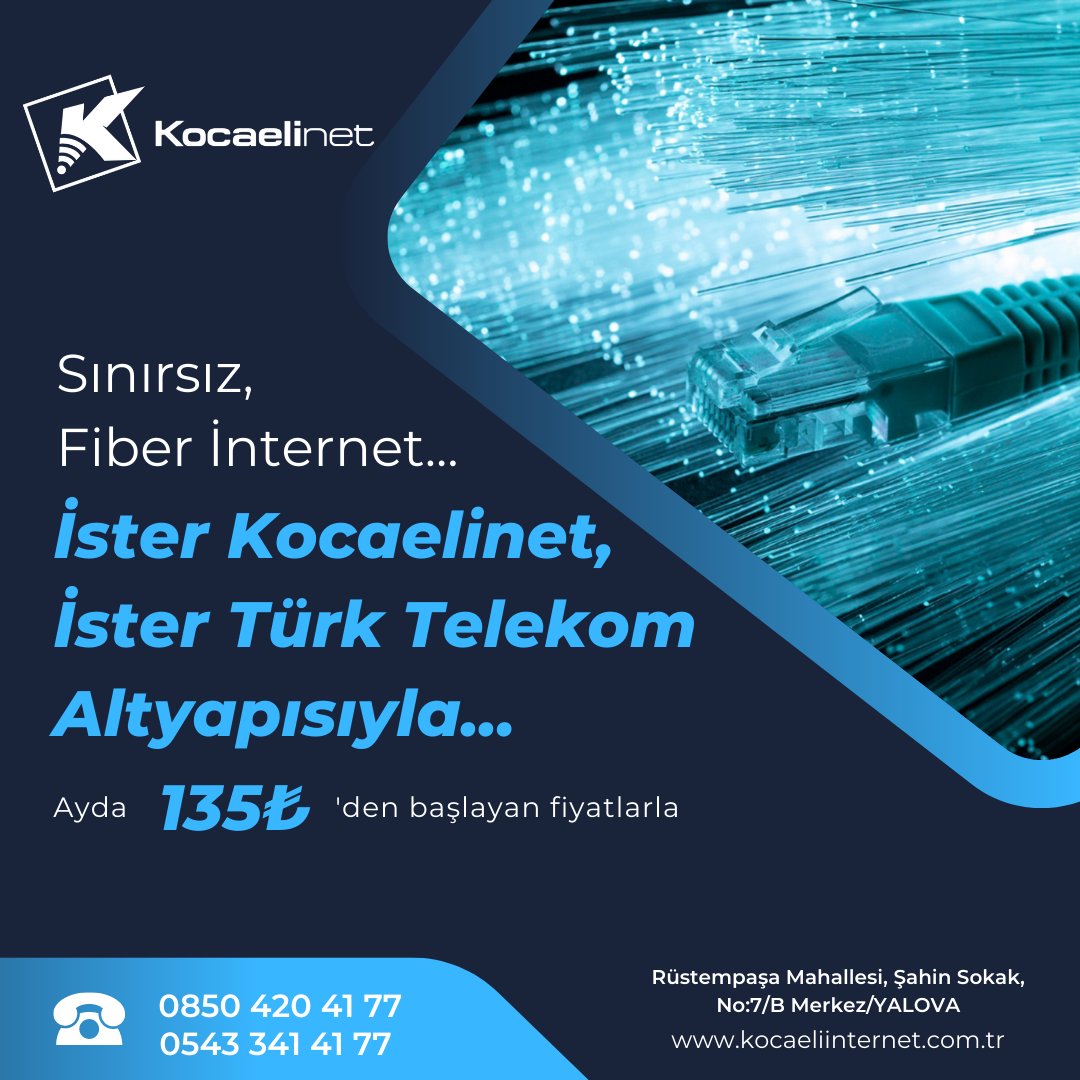 Işık hızında, sınırsız, fiber internetle henüz tanışmadınız mı?

#sınırsız #limitsiz #kotasız #fiber #internet #adsl #vdsl #airfiber #kocaelinet #kocaeliinternet #metrointernet #yalovainternet #fiberinternet #sınırsızinternet #limitsizinternet #kotasızinternet #altyapısız