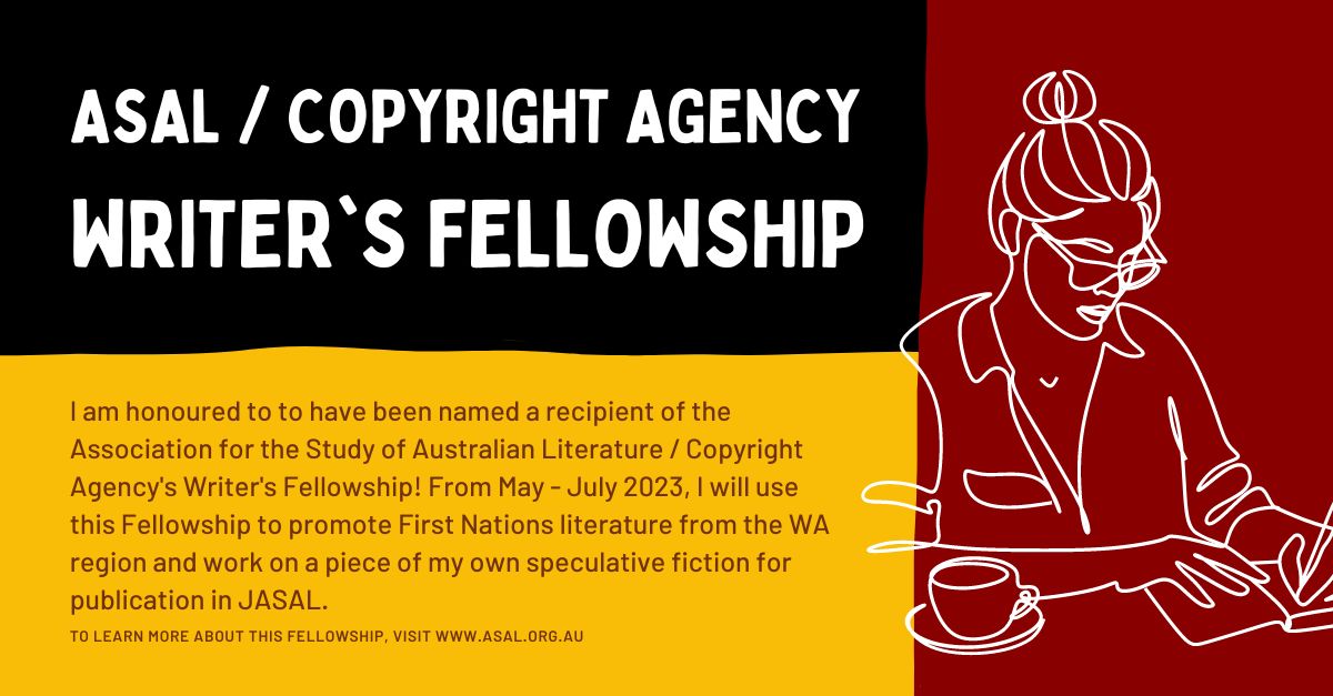 Thank you @ASAustLit and @CopyrightAgency! Receiving this fellowship encourages me to believe in myself and continue writing.  #auslit #literature