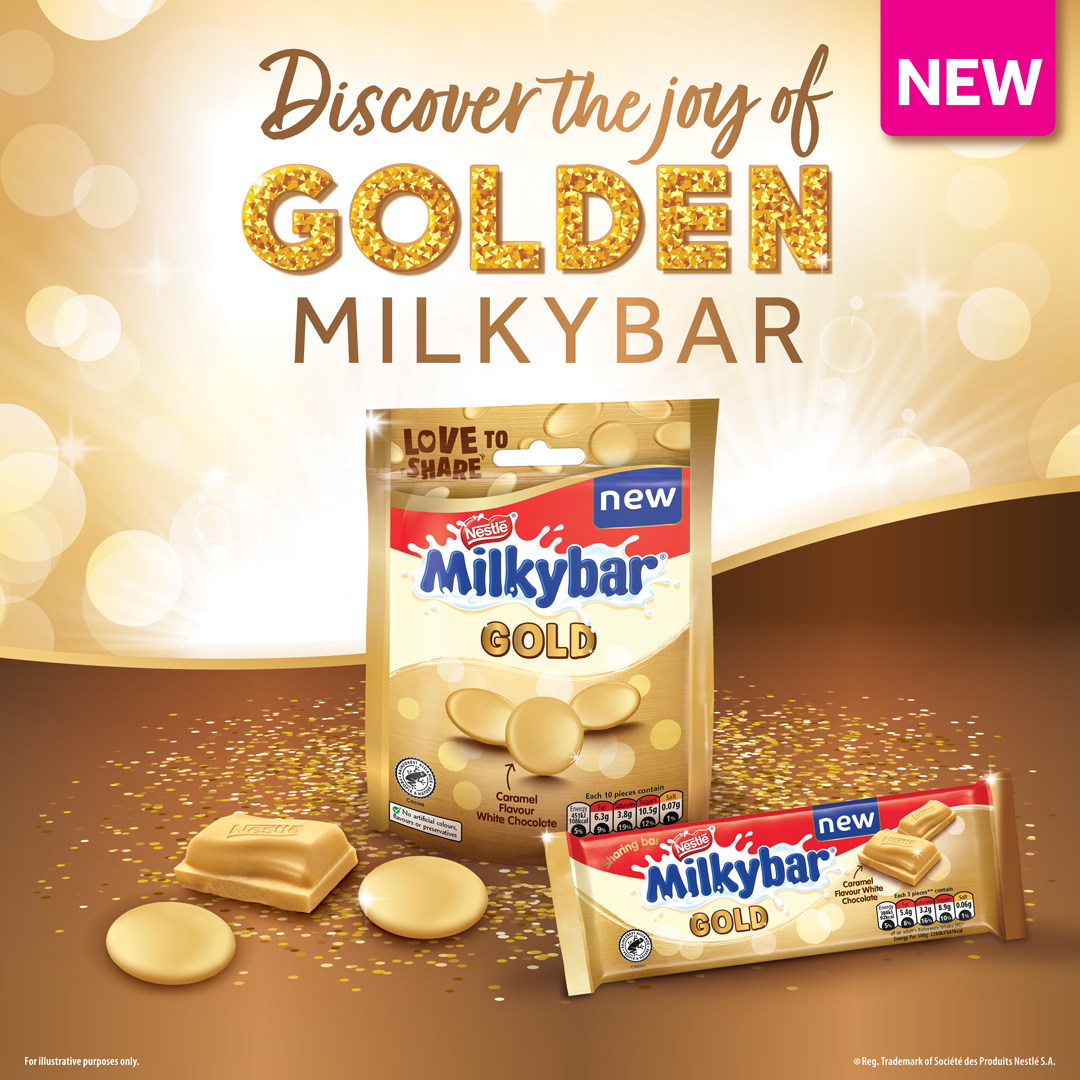 📣📣📣DISCOVER the new MILKYBAR Gold caramel flavour sharing bar and buttons. 📣📣📣 It's the creamy MILKYBAR you know and love, with an indulgent twist! Let us know what you think! 👇 #GoldenCollection