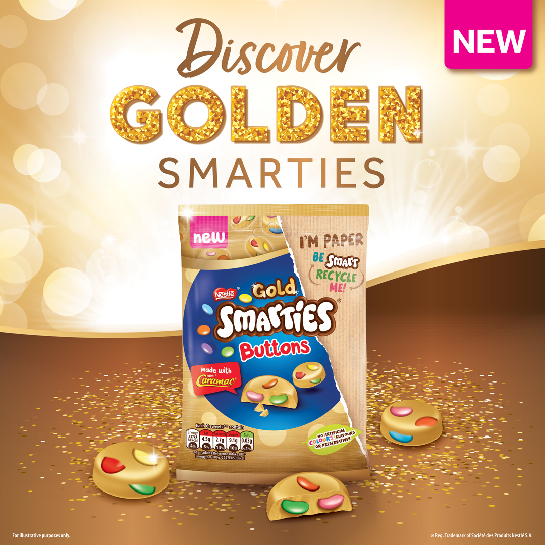 📣📣📣 DISCOVER our new SMARTIES Gold Buttons 

It's the SMARTIES you know and love wrapped in golden chocolate! Let us know what you think 👇 

Exclusively available at @ASDA
#GoldenCollection