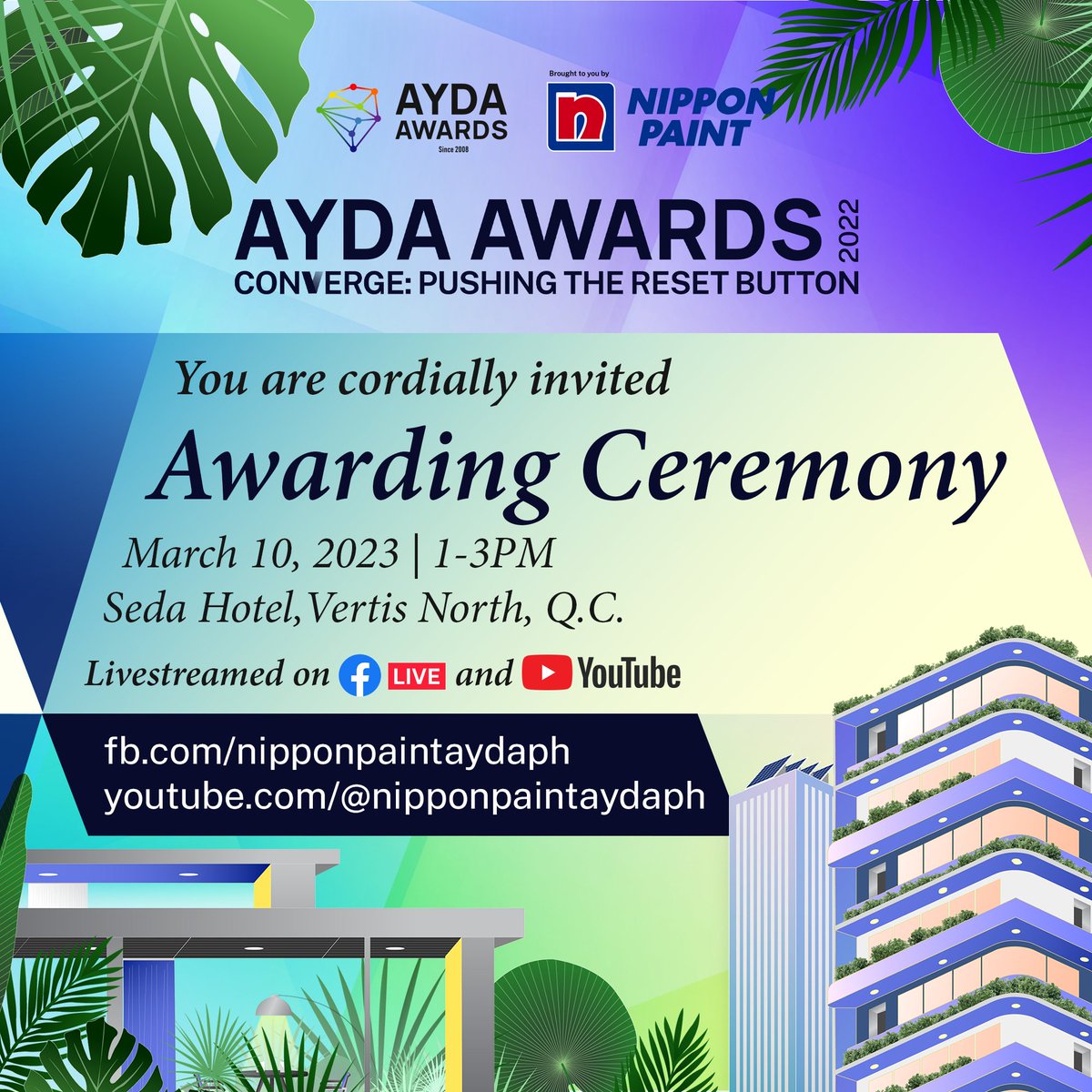 aydaph's tweet photo. March 10 at 130PM, for the Awarding Ceremony of the AYDA Awards 2022! 

Live streamed in our official Facebook Page, https://t.co/eaX8nCa0nb. Hope to see you there!

#AYDAPH2022 #AYDA2022AwardingCeremony #ConvergePushingTheResetButton https://t.co/8jKFKahtNG