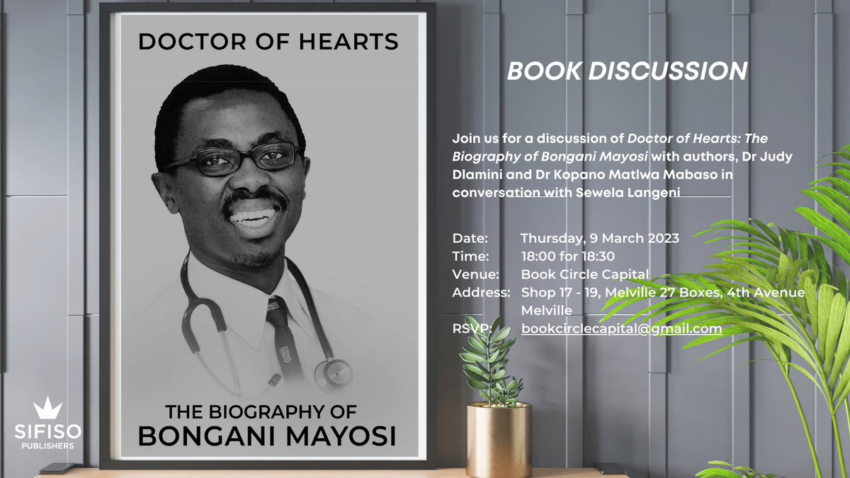 Want to hear more about #DoctorofHearts ? Co-author Dr <a href="/judydlamini/">judy dlamini</a> will be in conversation with <a href="/sewela_langeni/">Sewela Langeni</a> on Thursday at 6pm at  
<a href="/book_capital/">Book Circle Capital 📚</a> in Melville. Join us for a great discussion and to get your copy signed.
