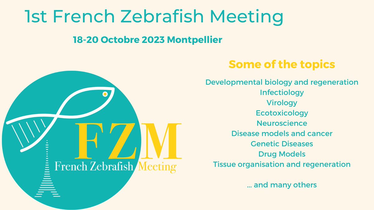 Stay updated, new information on the program coming soon ! Pre-register to receive the updates.  frenchzebrafishmeeting.fr/pre-registrati…

#zebrafish #frenchzebrafishmeeting #neuroscience #biology #ecotoxicology