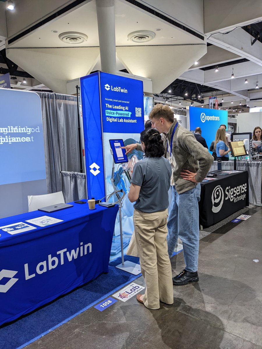 labtwin_com's tweet photo. #LabTwin – The leading AI and voice-powered digital lab assistant had its presence at SLAS 2023 with our Digital Strategy Experts Ángel Gil Nolskog and Elie Thomas Majorel Majorel to discuss how LabTwin can revolutionize your #labautomation.
#digitaltransformation #slas2023 https://t.co/mmFxCWxuPA