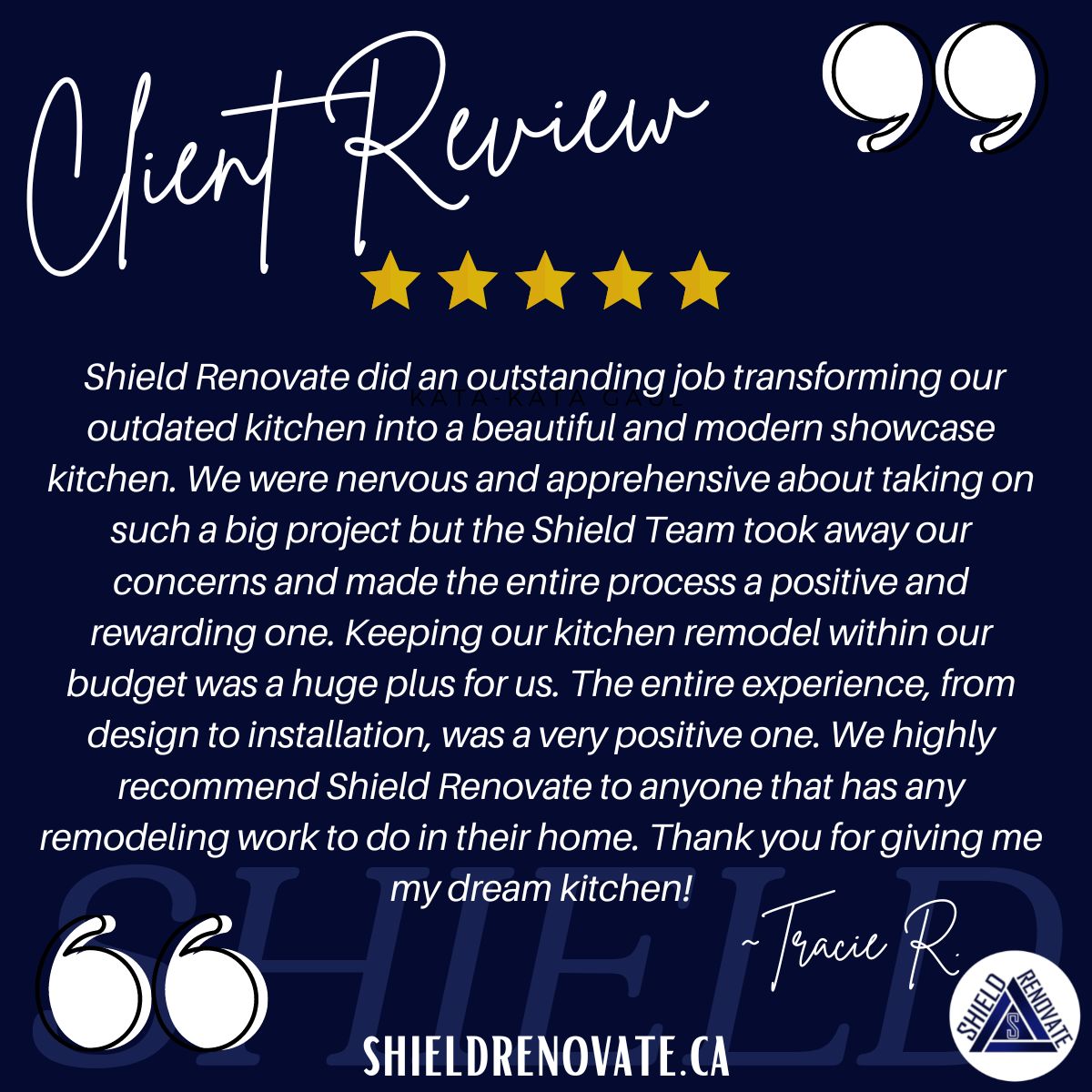 ShieldRenovate's tweet photo. This is why we love what we do! Being able to be a part of making peoples dreams become reality, is an amazing &amp; humbling experience!
Thank you for being amazing 5 Star clients! Working with both you &amp; your husband was a pleasure. 
#TestimonialTuesday #yyc #ShieldTeam #Calgary https://t.co/XnFD9yJxI1