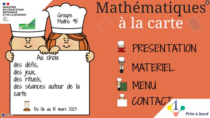 prim_edu_num's tweet photo. Cycles 1⃣, 2⃣ et 3⃣ | Enseigner | #Mathématiques #SDM2023

📌 Mathématiques à la carte dans le Val-d’Oise, un menu varié !

▶️ https://t.co/AMUN3l4EGL

✅ Défis avec des cartes
✅ Activités géométriques
✅ Résolutions de problèmes
✅ Jeux
✅ Énigmes
✅ Concours... https://t.co/WMsVhWtDqe