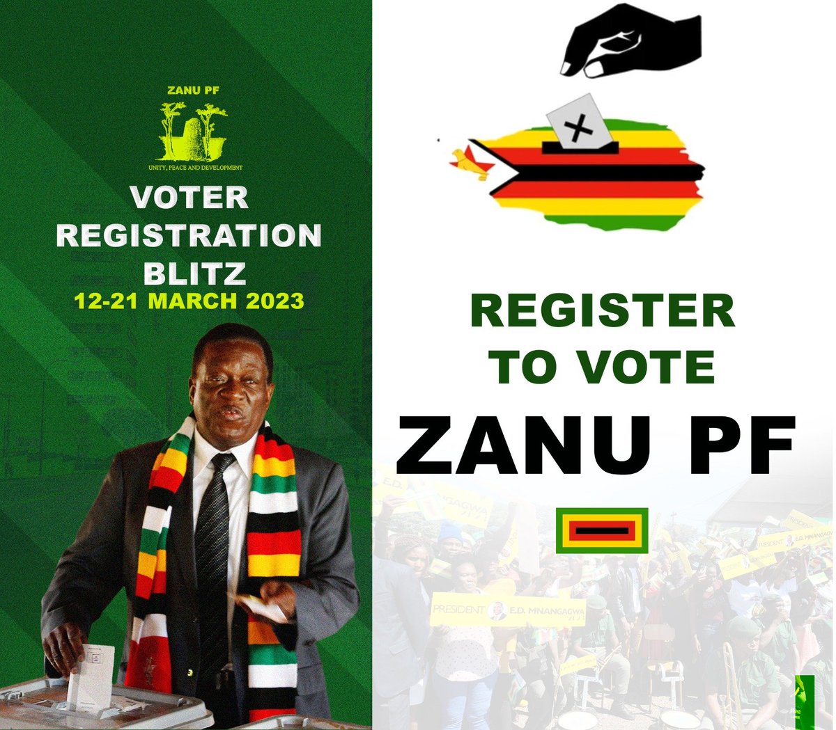 Register to vote for @ZANUPF_Official in the coming voter registration blitz, scheduled for March 12–21, 2023 @JonesMusara @Tinoedzazvimwe1 @dereckgoto @zanupfbyoinfo @Charega1