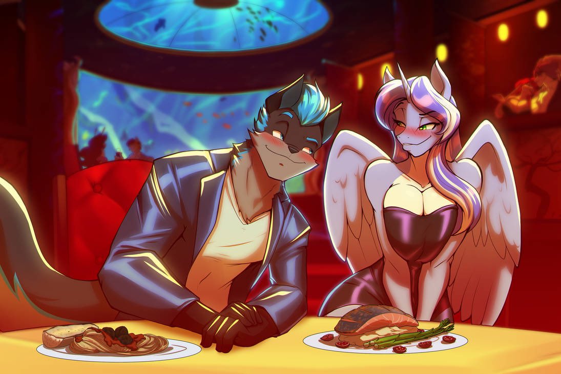 MariahWolves's tweet image. Very late dinner date with @FolfyNimbus

Art by Toughset from FA.