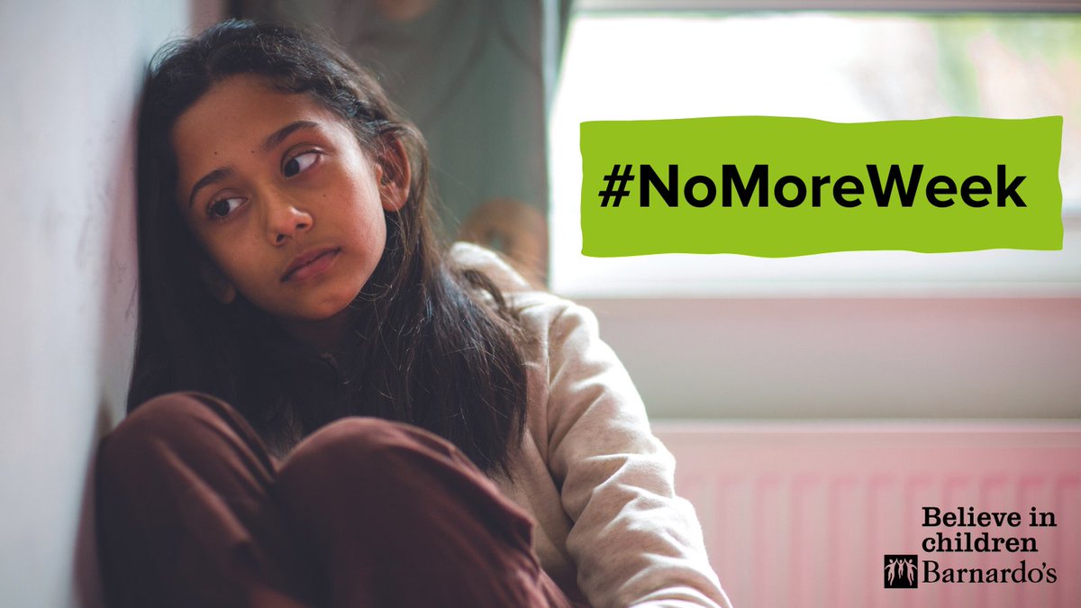 1 in 5 children in the UK are exposed to domestic abuse having a serious effect on their behaviour and mental wellbeing.

Support services are a patchy, postcode lottery.

All children deserve access to specialist services to help them to recover.

🔁RT if you agree.

#NoMoreWeek