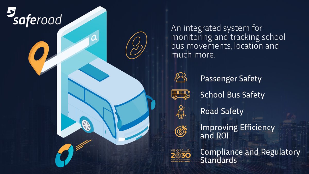 SAFE_ROAD's tweet photo. Learn more about the features or our Bus Management System (BMS) and become compliant with TGA regulations.
#IoT #Saudiarabia #busmanagement #software #schoolbus https://t.co/CUqxc2C6Wo