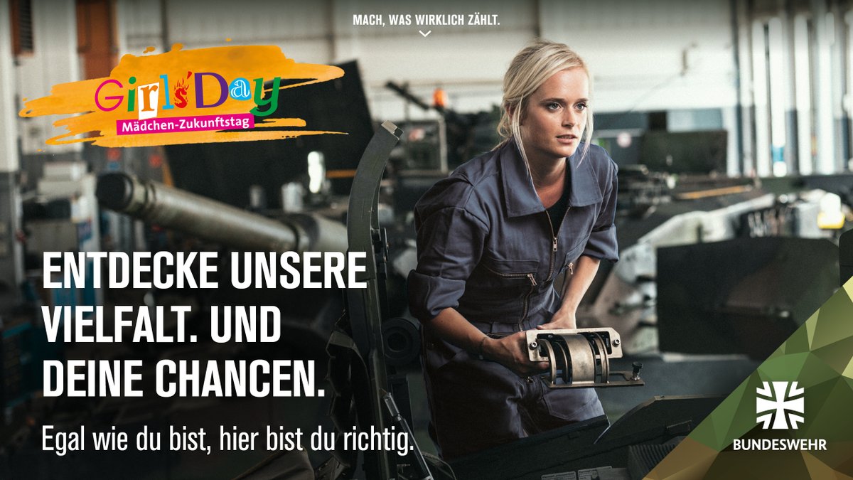 Am 27.04.23 öffnen sechs Dienststellen unseres Bereiches ihre Türen für interessierte Mädels im Rahmen von <a href="/Der_GirlsDay/">Girls'Day</a>.  Neben #Koblenz sind auch #Trier, #Manching, #Eckernförde, #Greding und #Meppen dabei.
Mehr Infos und Anmeldung hier:
bundeswehr.de/de/organisatio…
<a href="/PIZ_Personal/">Bundeswehr Personal</a>